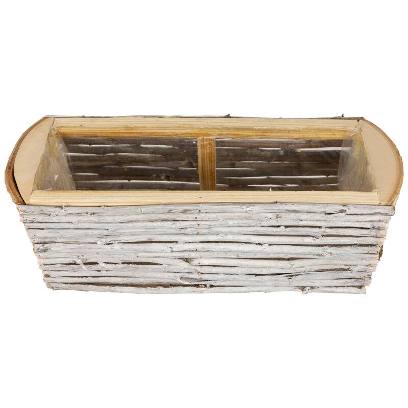 Wooden Log and Twig Flower Box Planters - 11.75" - Set of 2