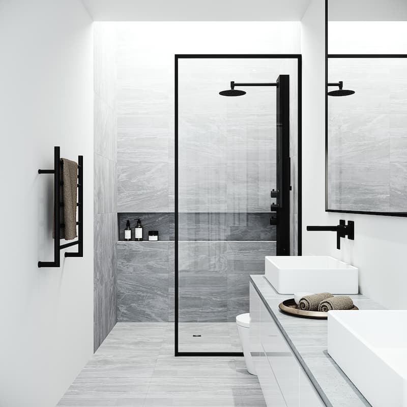 VIGO Ellington 59" H x 6" W 4-Jet Shower Panel with Round Shower Head - Matte Black