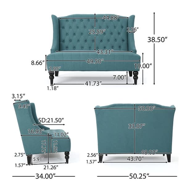 Leora Contemporary Tufted Wingback Loveseat by Christopher Knight Home