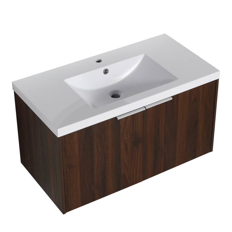 60 Inch Bathroom Vanity with Soft Close Doors, Resin Sink, Ample Storage and Matching Small Shelves (KD Packing)