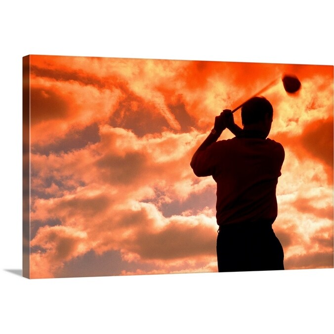 Shop Golf Player In The Sunset Canvas Wall Art On Sale Overstock 16380824