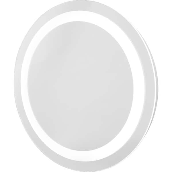 slide 2 of 7, Captarent Collection 24 in. Round Illuminated Integrated LED White Modern Mirror - 24 in x 1.65 in x 24 in 24 in x 1.65 in x 24 in