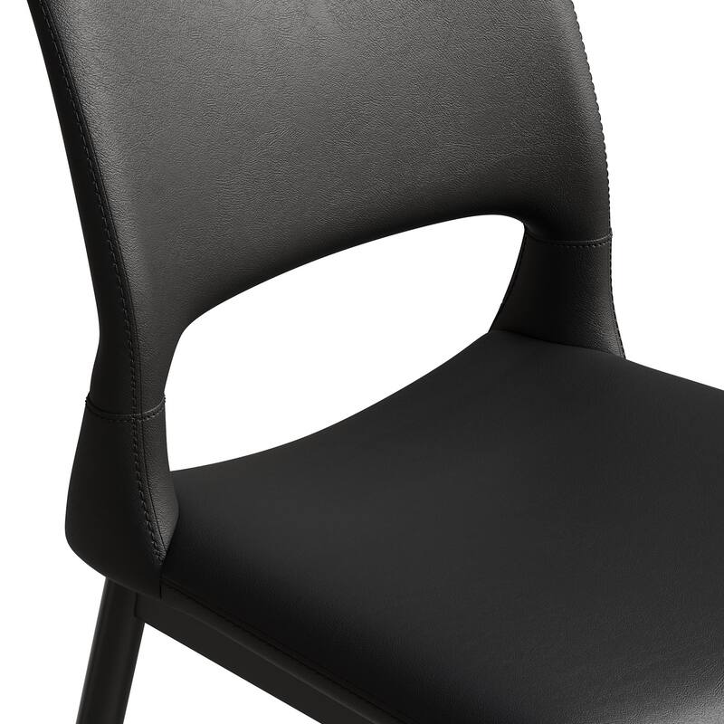 Modern Minimalist Pu Leather Dining Chairs Set Of 2, Comfortable Backrest Design, Metal Leg Support, Suitable For Restaurants