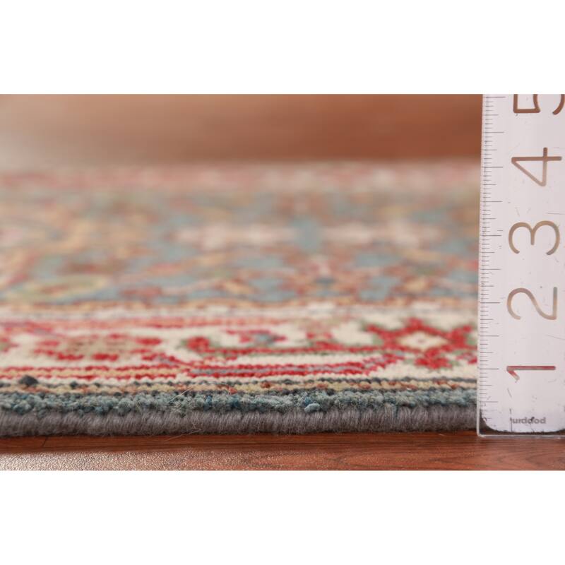 Light Blue Geometric Heriz Serapi Runner Rug Handmade Wool Carpet - 2'8"x 15'9"