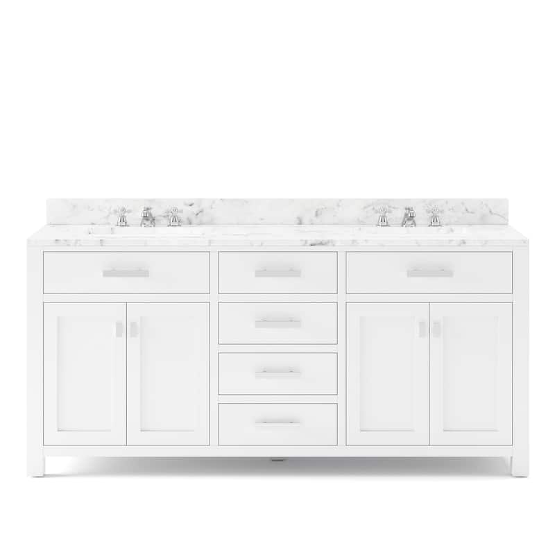 Water Creation Madison 72-inch Solid White Double Sink Bathroom Vanity