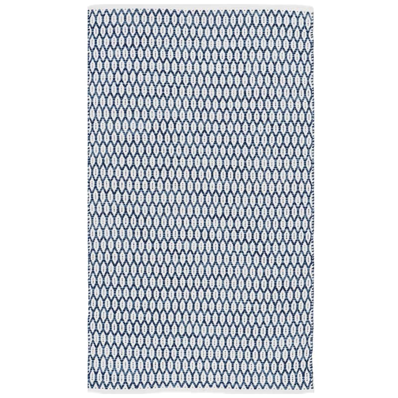 SAFAVIEH Handmade Flatweave Montauk Cassidy Casual Cotton Rug - 2'3" x 5' - Navy/Ivory