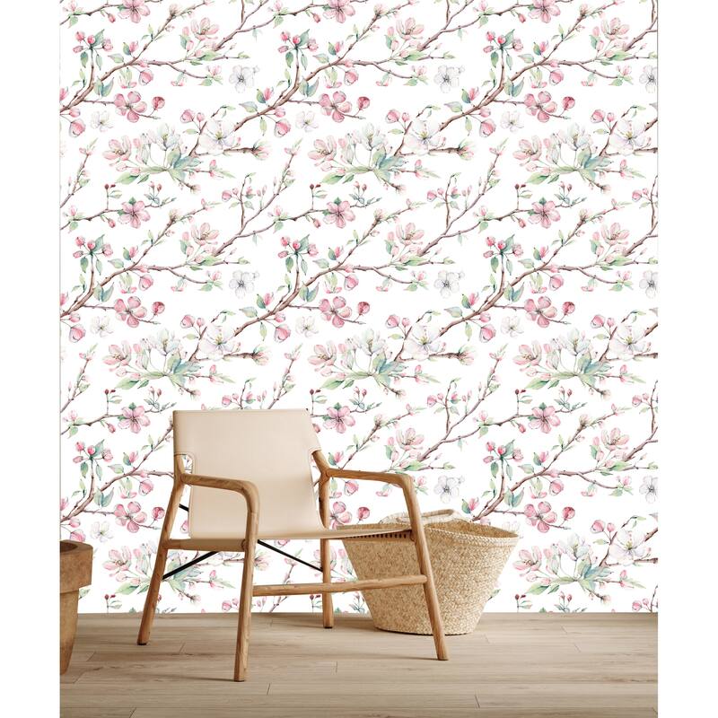 Blossom Apple Tree Branches Peel and Stick Wallpaper - 24'' W x 10' L