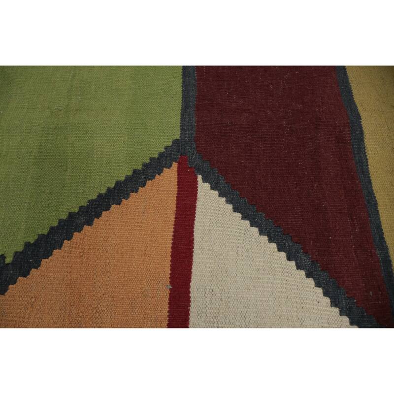 Hand Woven Oriental 100% Wool Carpet Southwestern Tribal Multi-Colored Kilim Area Rug - 13' 3'' X 10' 1''