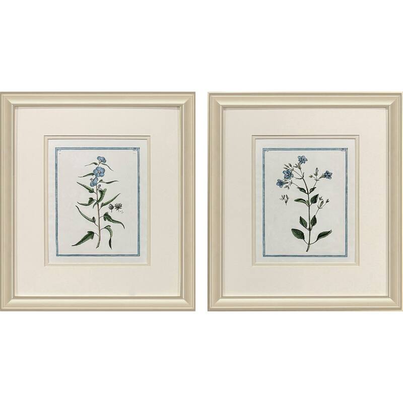 HomeRoots Set Of Two Shabby Chic Botanical Gold Framed Wall Art