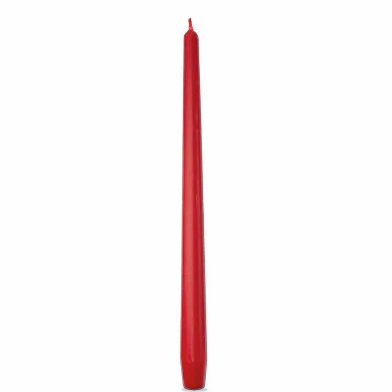 Color Studio 12" Traditional Taper Unscented Smokeless Paraffin Wax Candle Cranberry Set of 4 Burn Time 8 hrs.