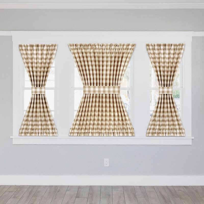 Buffalo Check Rod Pocket Door Panel and Tieback