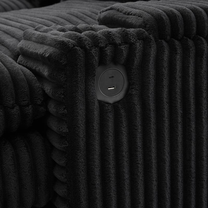 Convertible Corduroy Loveseat with Dual Ottomans by Harper&Bright Designs