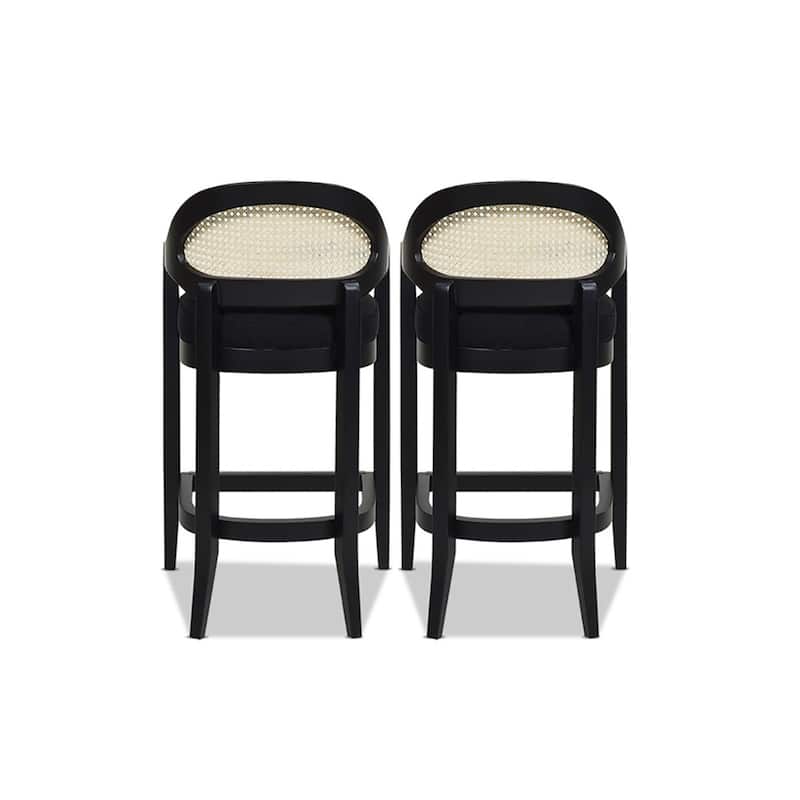 Americana Mid-Century Modern Rattan Cane Back Counter and Bar Stool