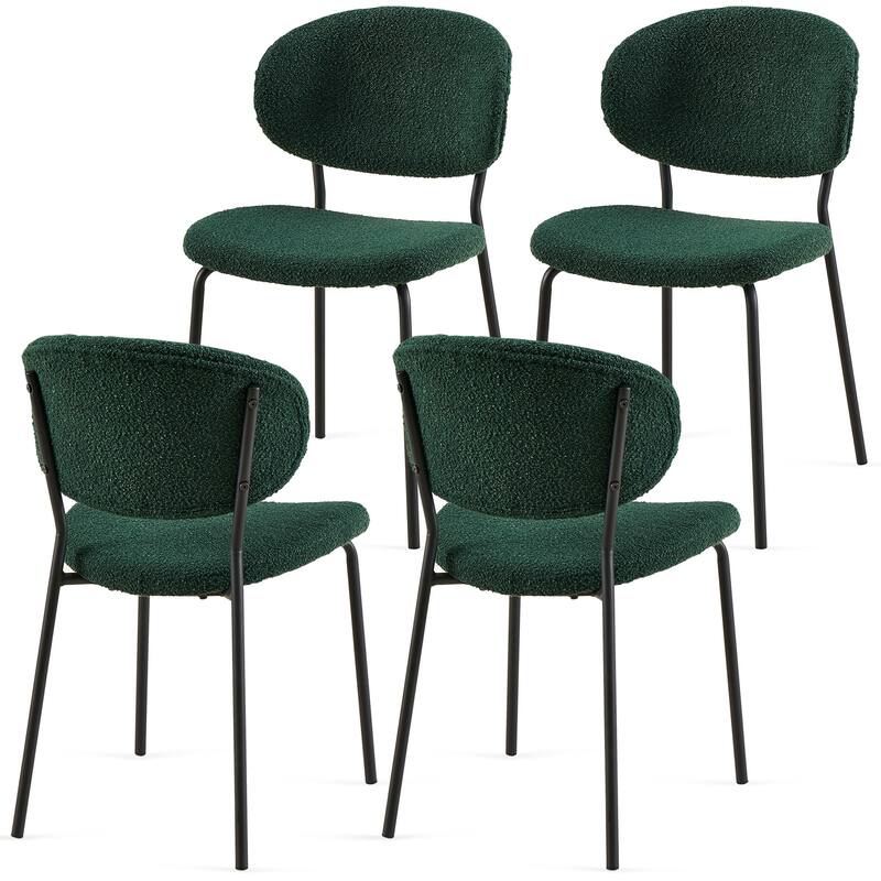Boucle Fabric Dining Chairs Set of 4, Mid-Century Modern Dining Chairs, Kitchen Dining Room Chairs