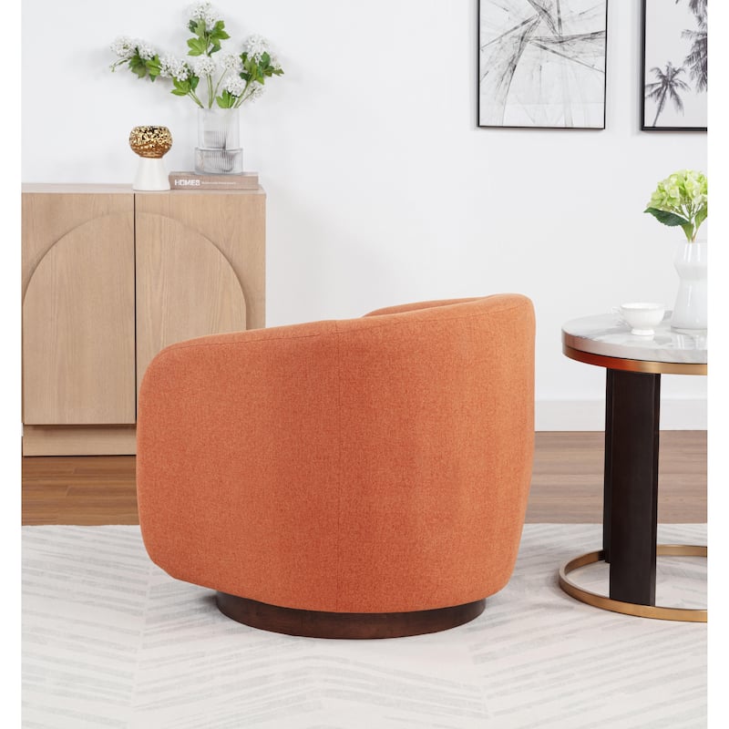 SEYNAR Modern Glam Boucle Fabric Round 360 Degree Swivel Barrel Chair
