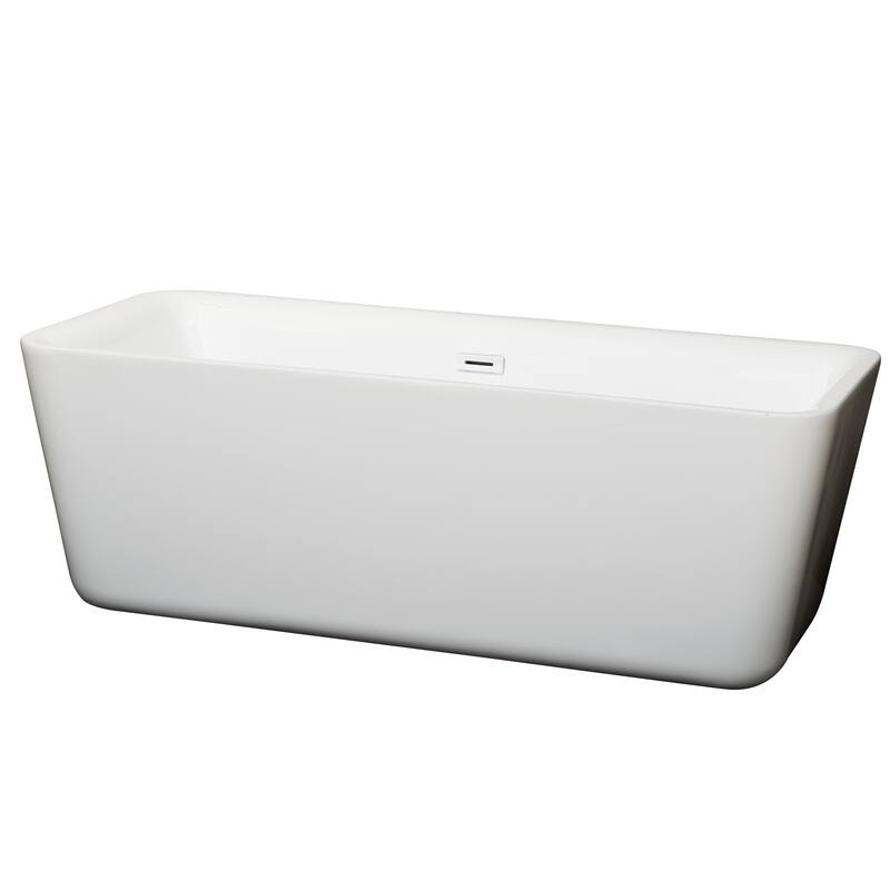 Wyndham Collection Emily 69" Free Standing Acrylic Soaking Tub with - White / Shiny White Trim