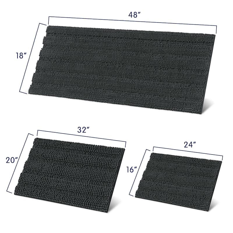 Subrtex Super Soft Absorbent Braided Bathroom Mats Chenille Bath Rugs