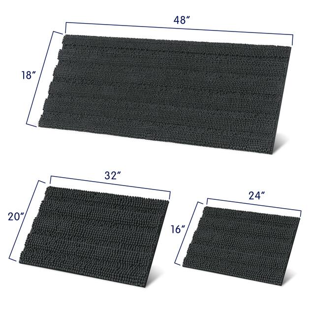Subrtex Super Soft Absorbent Braided Bathroom Mats Chenille Bath Rugs