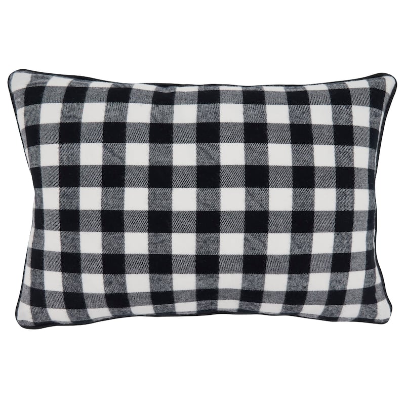 Throw Pillow With Buffalo Plaid Merry Design
