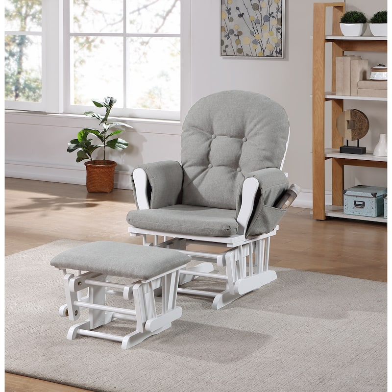 Suite Bebe Cleo Glider and Ottoman - White Oyster