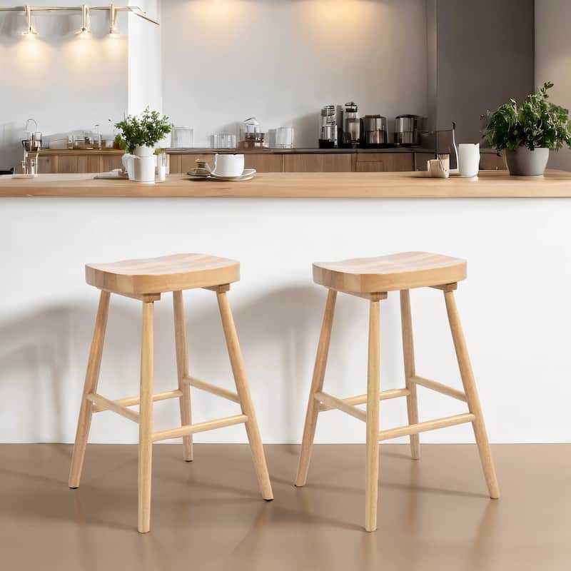 Shaker 26" Height Wooden Counter Stools With Footrest