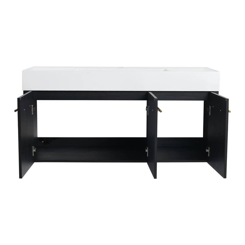 48 Inch Wall-Mounted Bathroom Vanity with Sink,Thick Edged Resin Basin