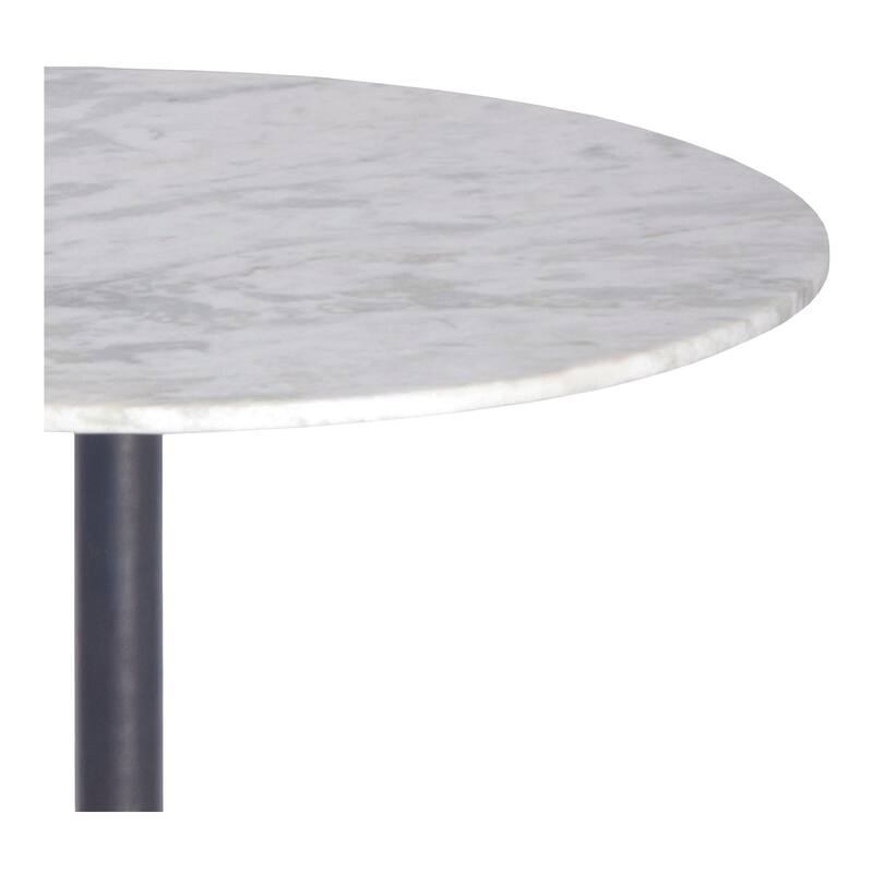 NADAAL STUDIOS Myric Counter Table, White Marble Top on Layered Cast Aluminum Base, White Marble