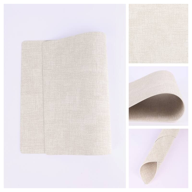 Set of 6 Faux Leather Placemats, Placemats for Dining Table Decor - 17*12in - Beige