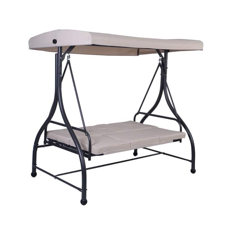 3 Seats Converting Outdoor Swing Canopy Hammock with Adjustable Tilt Canopy - 73" x 44" x 68" (L x W x H)