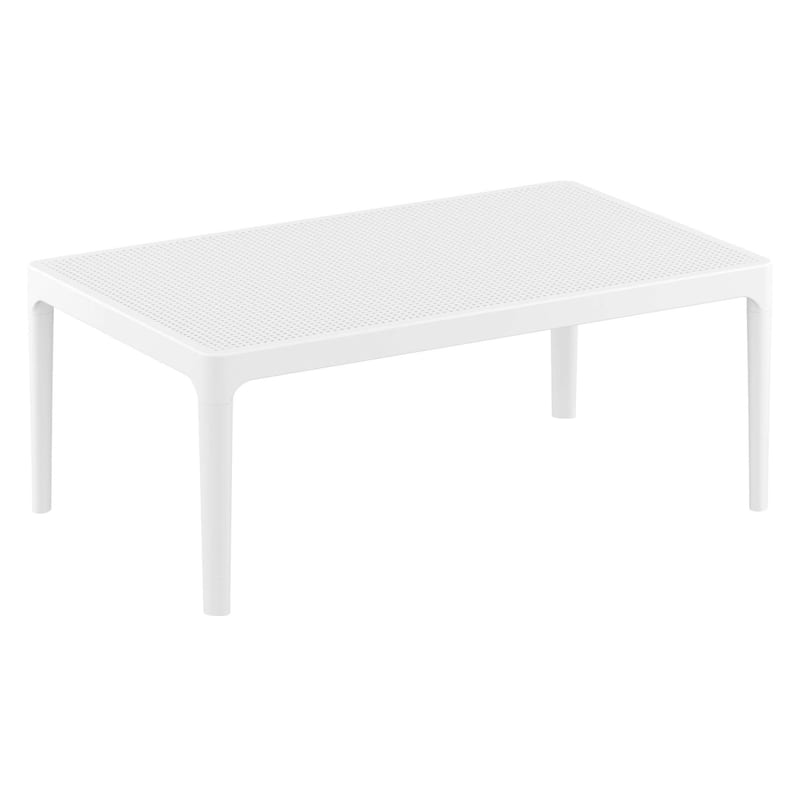 39.5" White Patio Solid Rectangular Lounge Coffee Table