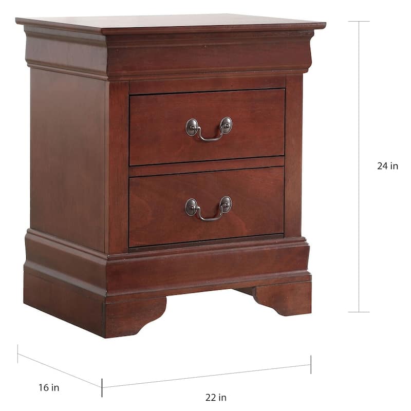 Louis Phillipe Traditional 2-drawer Wood Nightstand