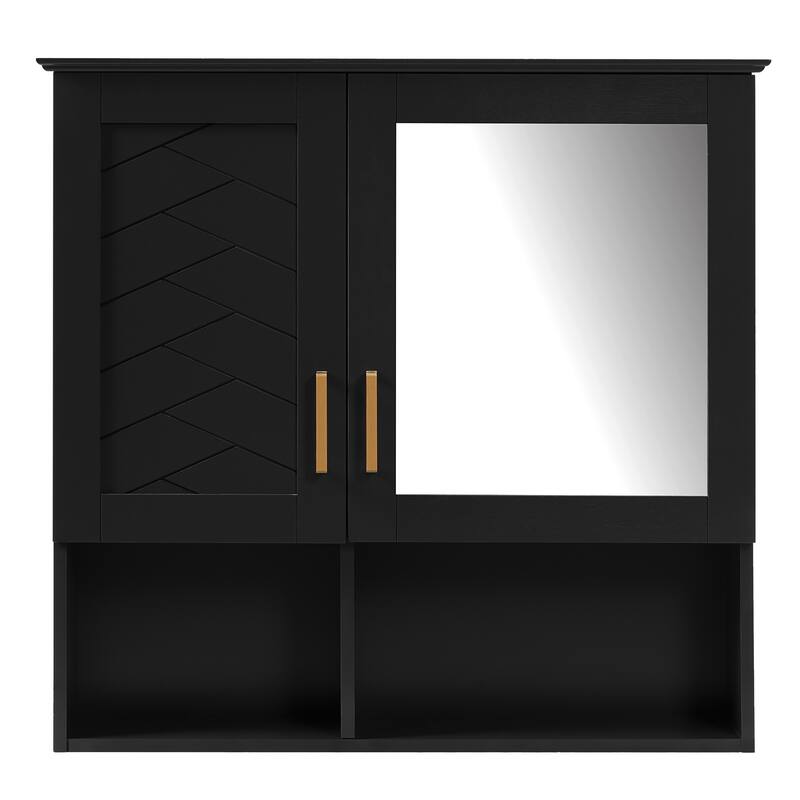2-in-1 Bathroom Mirror Cabinet, 30 inch Wall Mounted Medicine Cabinet with Adjustable Shelves & Soft Close Doors