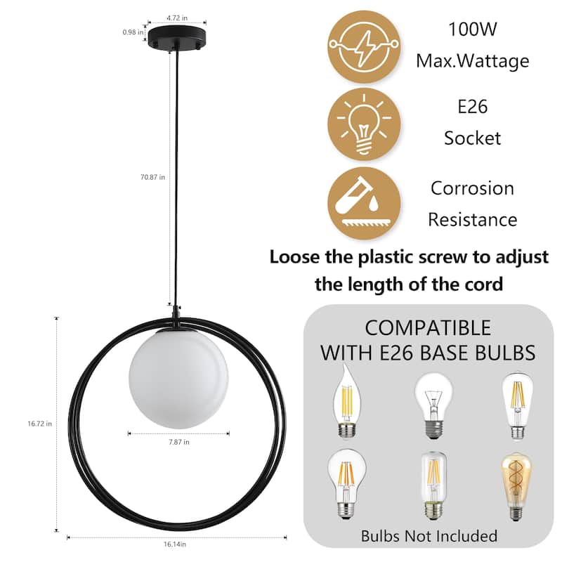1-Light Modern Minimalist Ring Globe Chandelier