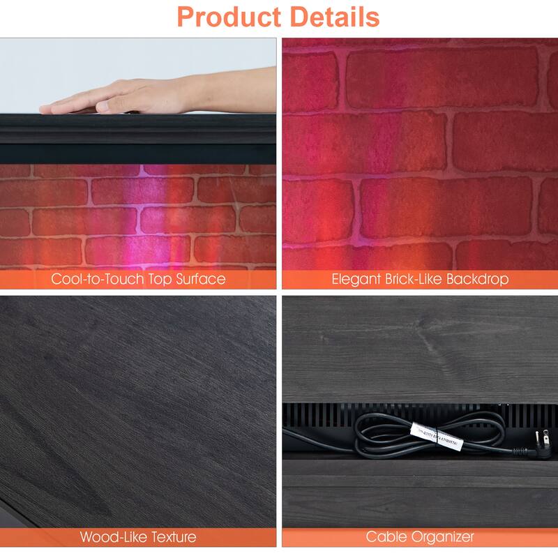 Costway 27'' Freestanding Electric Fireplace Heater w/ 3-Level Flame - See Details