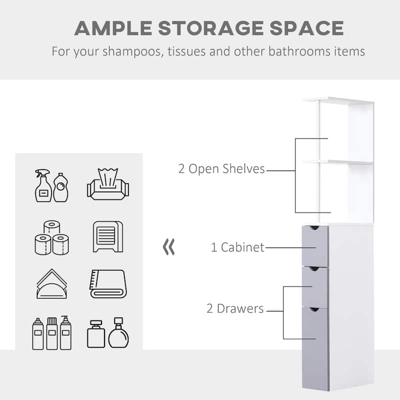 Bathroom Tower Storage Cabinet - 6" W x 13" D x 55.25" H