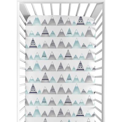 Sweet Jojo Designs Navy Blue, Aqua and Grey Aztec Mountains Collection Fitted Crib Sheet