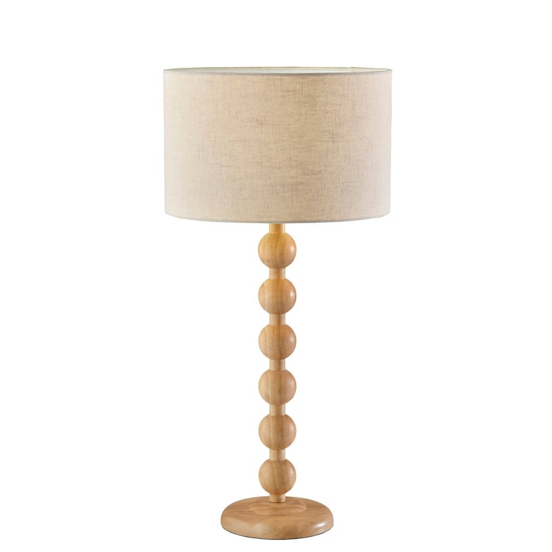 HomeRoots 28" Brown Solid Wood Candlestick Table Lamp With Off White Drum Shade - 13.75