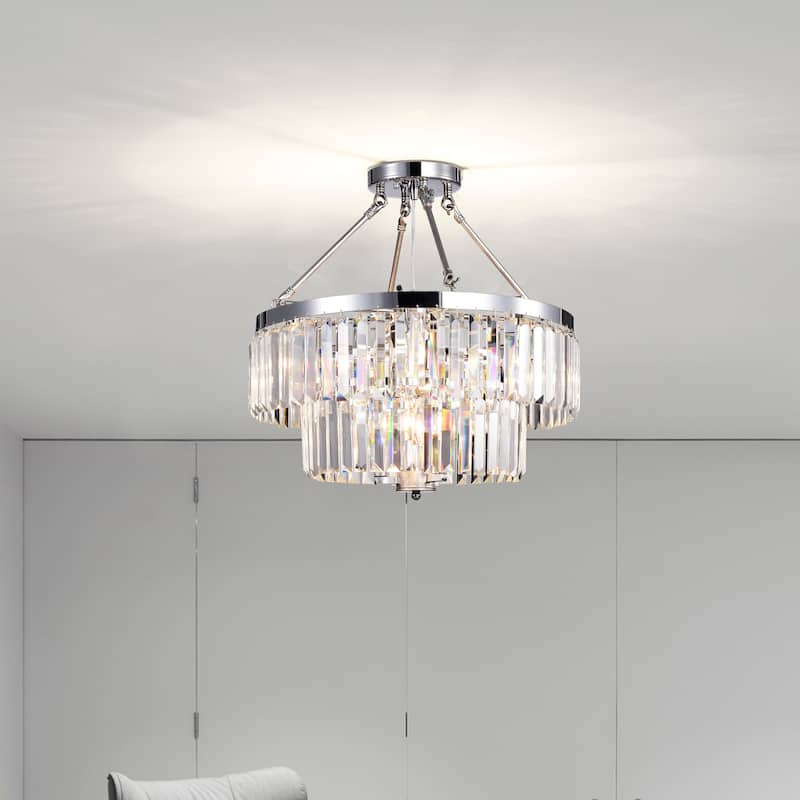 Alytus 9-Light Semi Flush Mount for Dining/Living Room Bedroom Office Foyer - Chrome