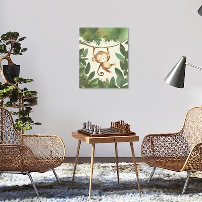 Wynwood Studio Canvas Animals Monkey Jungle Green and Modern & Contemporary Wall Art Canvas Print - Green, Brown