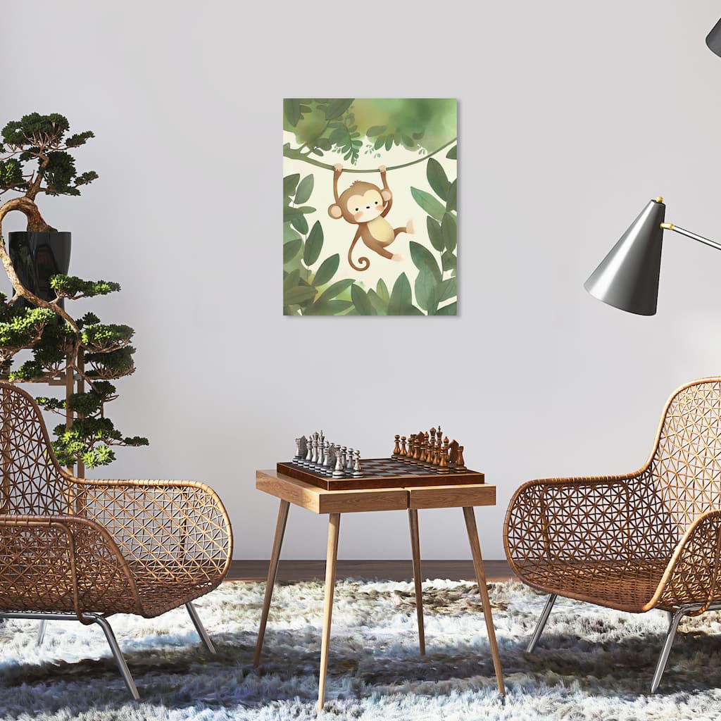 Wynwood Studio Canvas Animals Monkey Jungle Green and Modern & Contemporary Wall Art Canvas Print - Green, Brown
