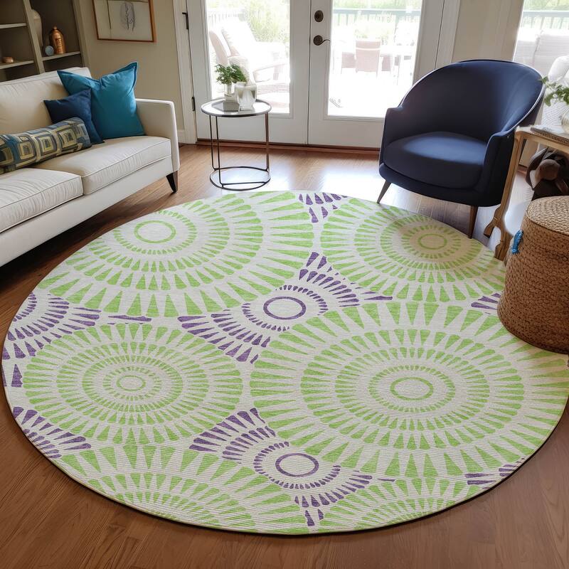 Machine Washable Indoor/ Outdoor Chantille Modern Burst Rug