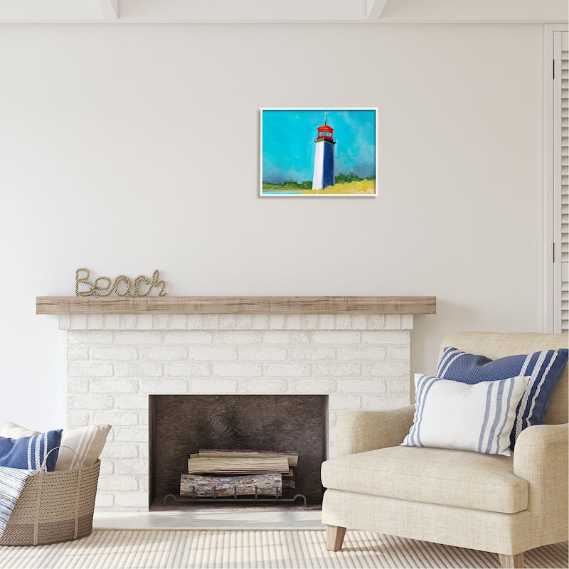 Stupell Vivid Blue Lighthouse Framed Giclee Art Design by Liz Jardine