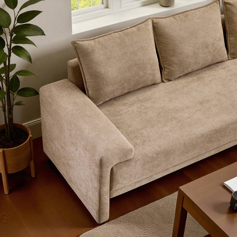 84.5" Modern Velvet Upholstered Sofa, 3-Seater Couch with Durable Wooden Frame for Living Room & Apartments