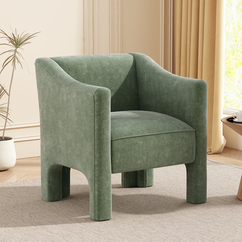 Christopher Knight Home - Barrel Modern Upholstered Accent Chair with Ergonomic Comfort. - Green.