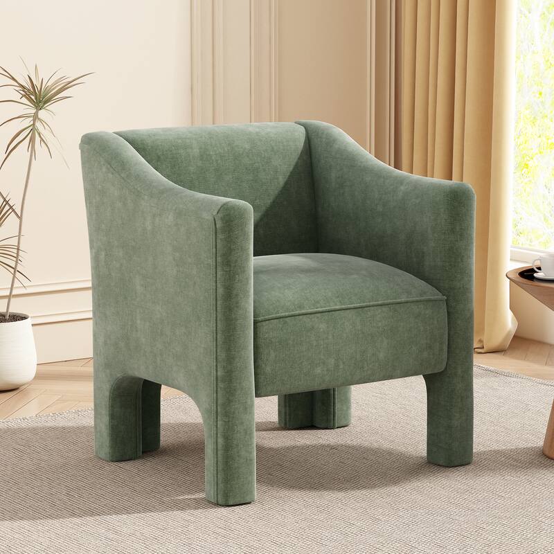 Roomfitters Modern Chenille Barrel Accent Chair with Enclosed Arms, Upholstered Armchair