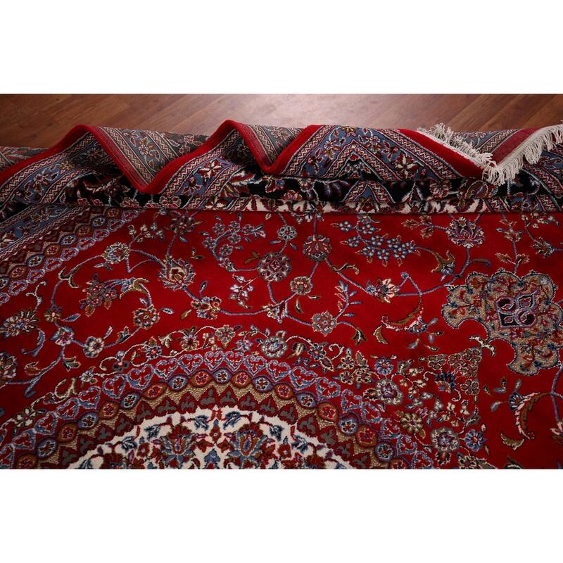 Traditional Floral Kashan Turkish Area Rug Bedroom Machine-Made Carpet - 9'8" x 13'3"