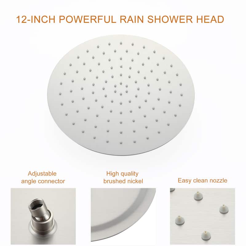 5-Spray Patterns with 9/10/12-in Wall Mount Dual Shower Heads