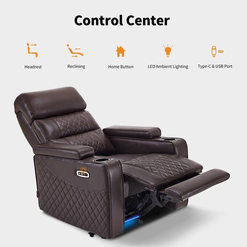 MCombo Power Recliner Chair, Electric Reclining Sofa with Adjustable Headrest and USB & Type Port, Faux Leather HTS432
