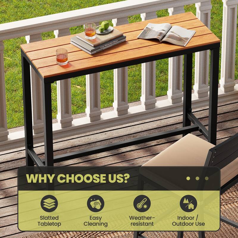 Outdoor Patio Bar Stools Set Rectangle Bar Table with Barstools