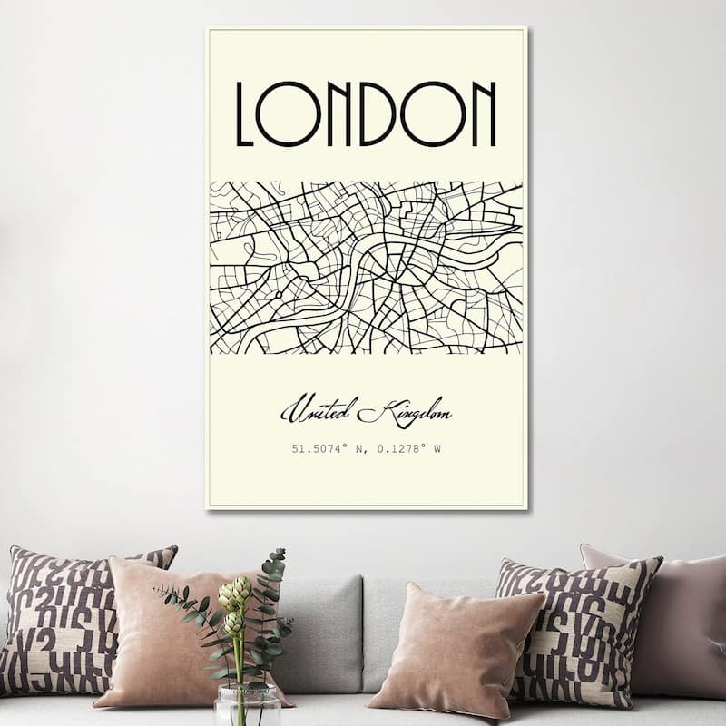 iCanvas "London City Map" by Nordic Print Studio Canvas Print